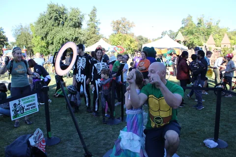 Families and kids enjoy decorated activities at the event