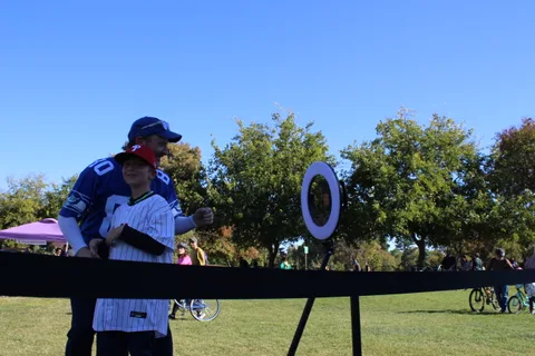 A 360 video booth activation set up at the Davis Zombie Bike Ride
