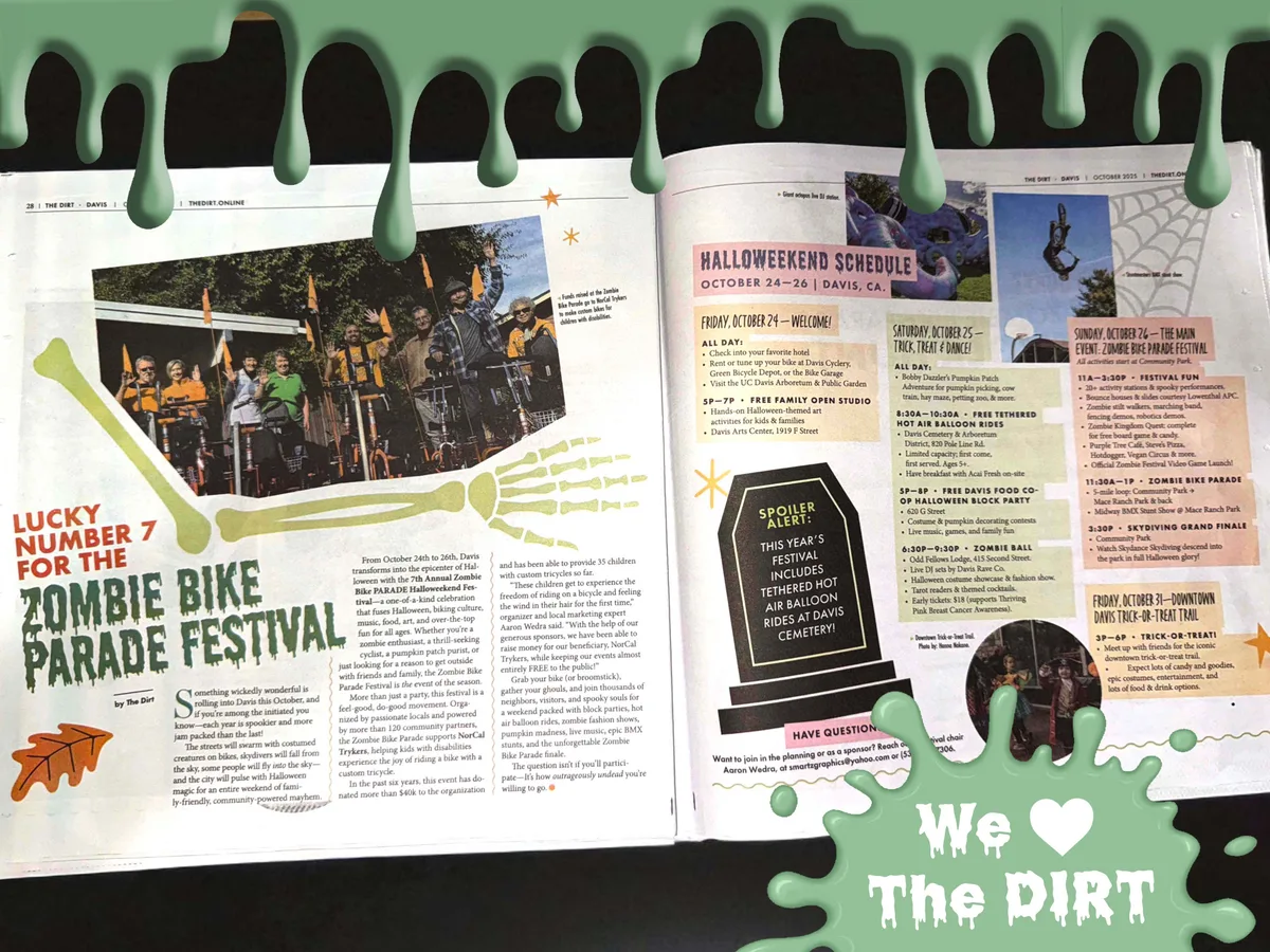 A magazine spread listing the Halloweekend schedule.