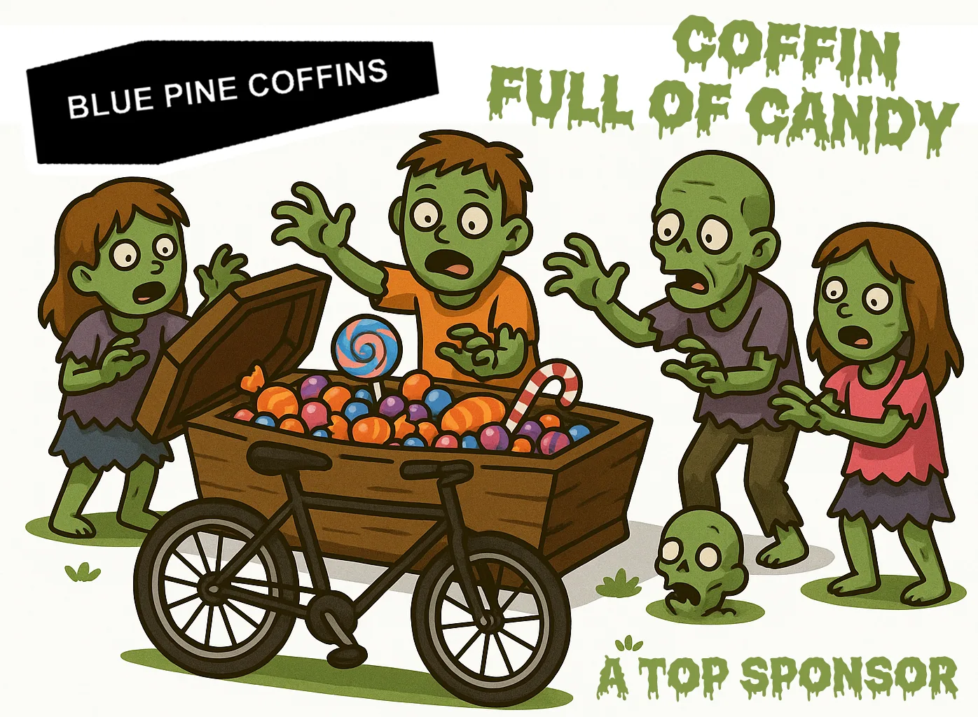 Blue Pine Coffins Brings a Coffin Full of Candy to the Zombie Bike Parade Festival